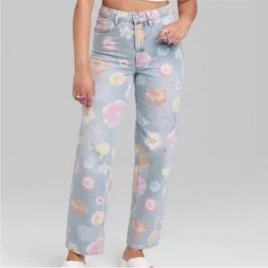 Wild Fable High Rise Jeans with Pastel Floral Print